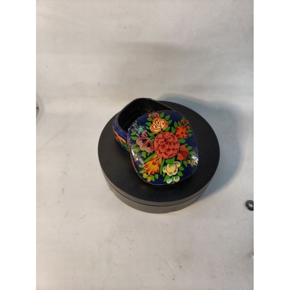 Handcrafted Kashmiri Floral Design Trinket Box Small Blue